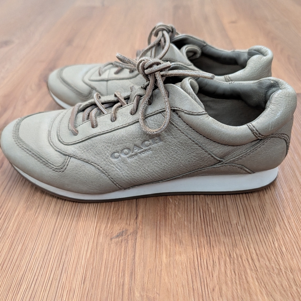 Coach Raeann Soft Vintage Leather Sneaker Women’s Size 8B Slate Gray Brown - Picture 6 of 8